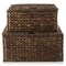 Casafield Water Hyacinth Rectangular Storage Baskets with Lids, Multipurpose Shelf Organization Totes for Bedroom, Bathroom, Laundry, Home Office